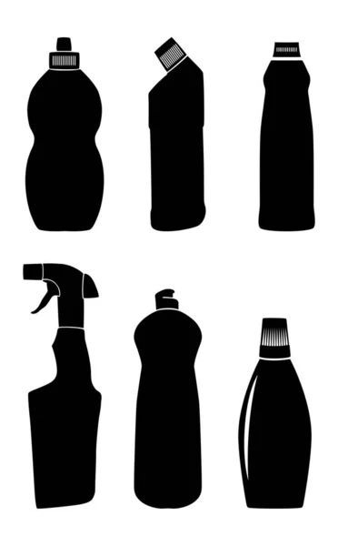 Пляшки Миття Рідин Векторна Ілюстрація Вона Ізольована Білому Тлі — стоковий вектор