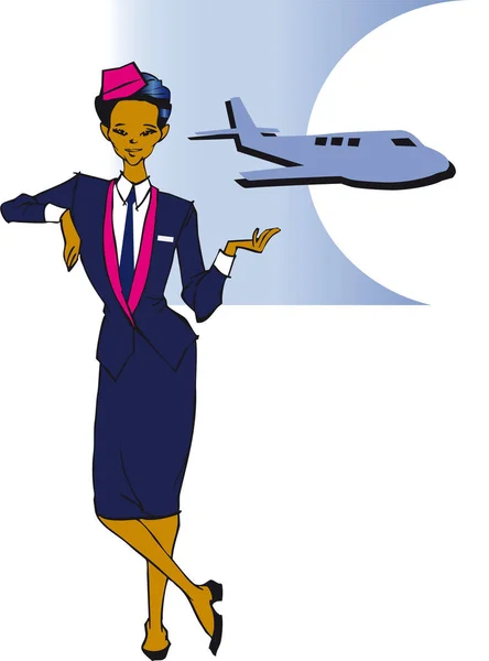 Stewardess Aziatische Spaanse Vrouw Clipart — Stockvector