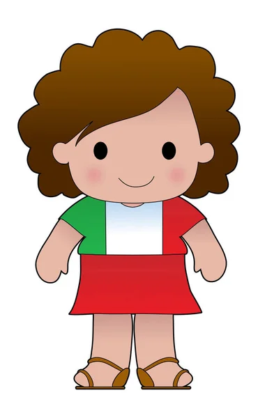 Mała Dziewczynka Koszuli Włoską Flagą — Wektor stockowy