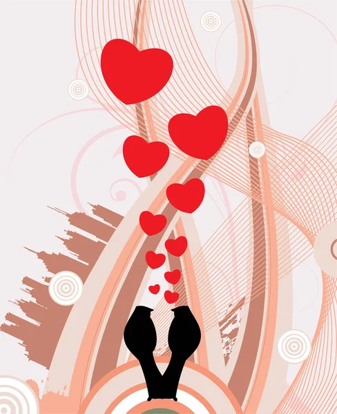 Valentine Illustration Floral Grunge Hearts — Stock Vector