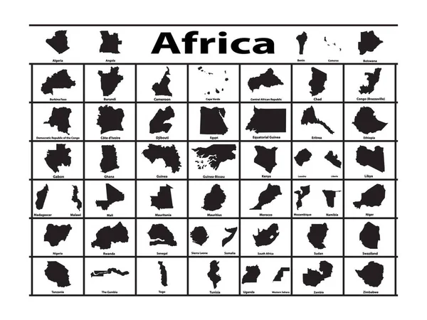 Διάνυσμα Σιλουέτες Των Αφρικανικών Χωρών — Διανυσματικό Αρχείο