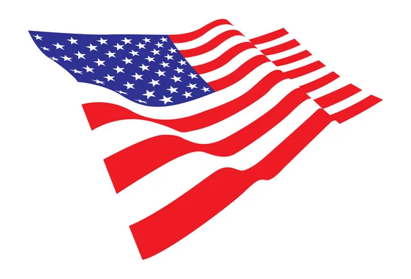 波状アメリカ国旗画像 カラーイラスト — ストックベクタ