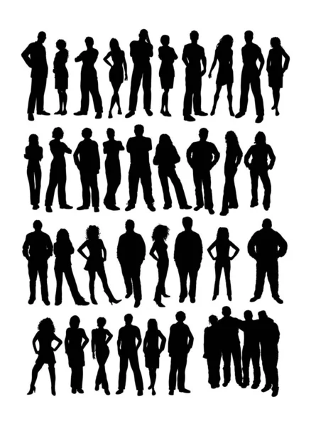 Lots Silhouettes Casual People — Stock Vector