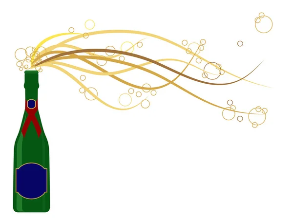Şişeden Kabarcıklar Çıkan Genel Şampanya Şişesi Vektör Formatında Etiketler Metin — Stok Vektör