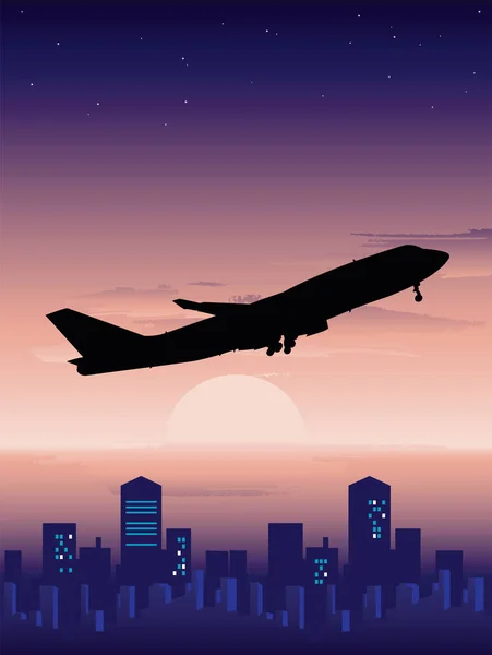 Silhouette Avion Survolant Les Nuages — Image vectorielle