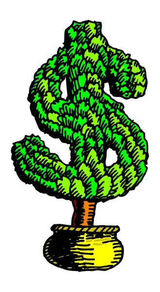 Illustration Vectorielle Pour Une Plante Pot Forme Dollar Finance — Image vectorielle