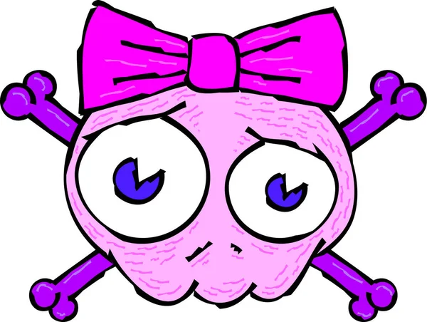 一个可爱的粉红女孩头骨和交叉骨 — 图库矢量图片