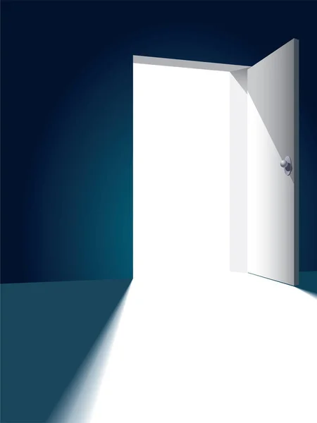 Offene Helle Tür Gegenüber Dunkler Wand — Stockvektor