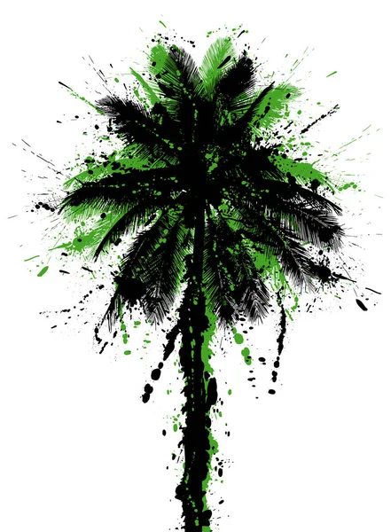 Vektorillustration Ett Grungat Kokospalmträd — Stock vektor