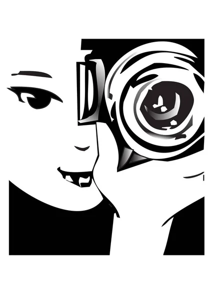 Fotograf Czarno Biały Ilustracja Lub Logo — Wektor stockowy
