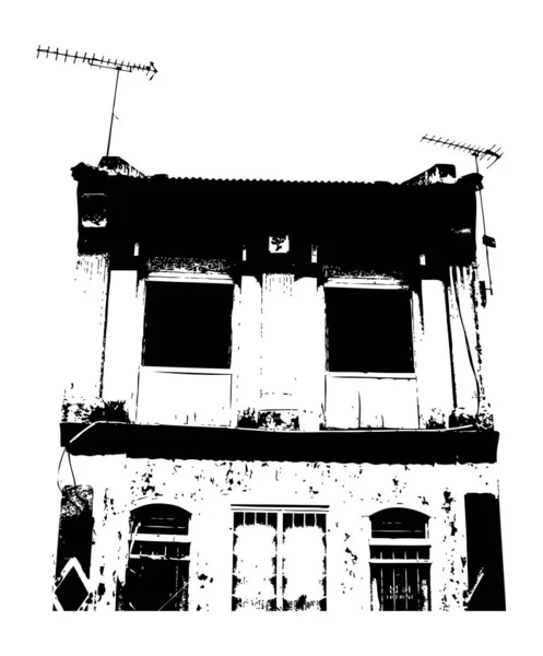 Κτίριο Σιλουέτα Grunge Στυλ Αστικού Υποβάθρου — Διανυσματικό Αρχείο