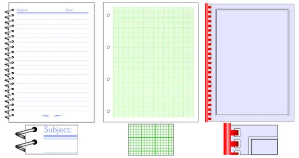 Εικονογράφηση Φορέας Κενό Δαχτυλίδι Δεσμεύεται Notebook Κάλυψη Και Χαρτί Διαγραμμάτων — Διανυσματικό Αρχείο