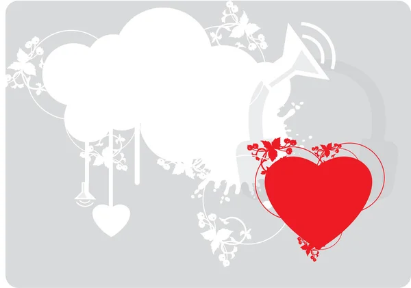 Arrière Plan Avec Coeur Rouge Avec Des Éléments Design — Image vectorielle