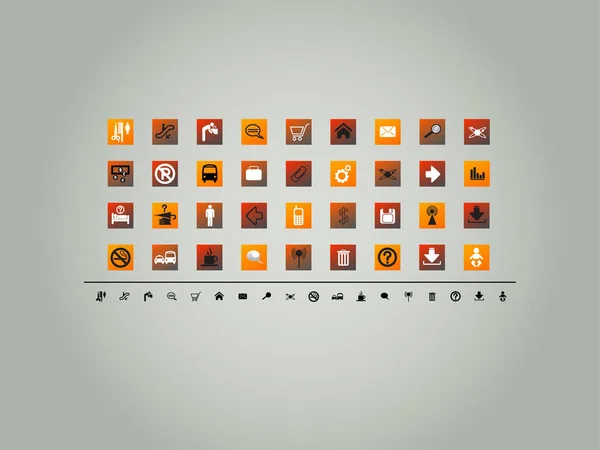 Set Vari Pulsanti Vettoriali Tema Arancione Icone Vector Eps Illustration — Vettoriale Stock