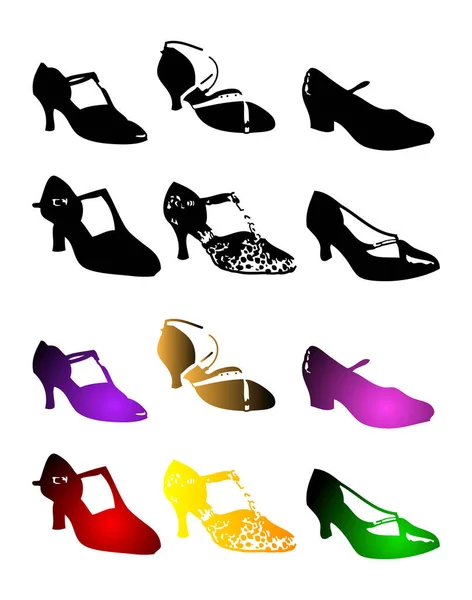 Vektor Illustration Für Eine Vielzahl Von Schuhen Mit Stil — Stockvektor