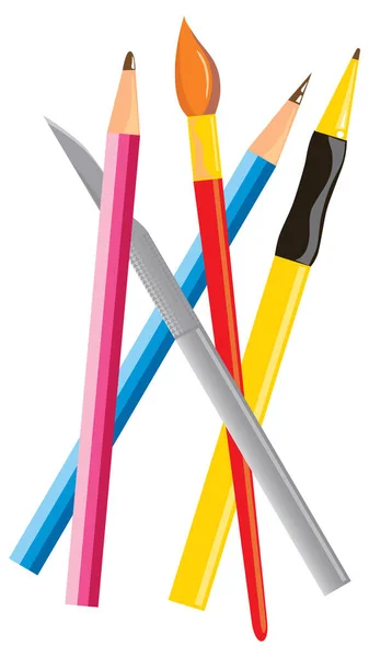 Illustration Pen Pencil Image Color Illustration — Stock Vector