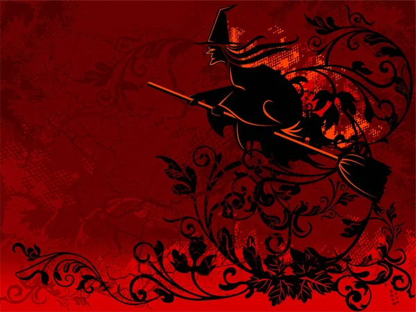 Хэллоуин Изображения Красном Цветочном Фоне — стоковый вектор