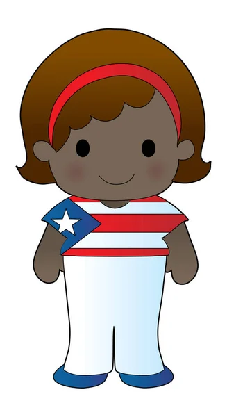 Holčička Košili Portorikánskou Vlajkou — Stockový vektor