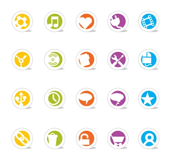 Simplecons Icon Series Set Icônes Rondes Simples Colorées Avec Ombre — Image vectorielle