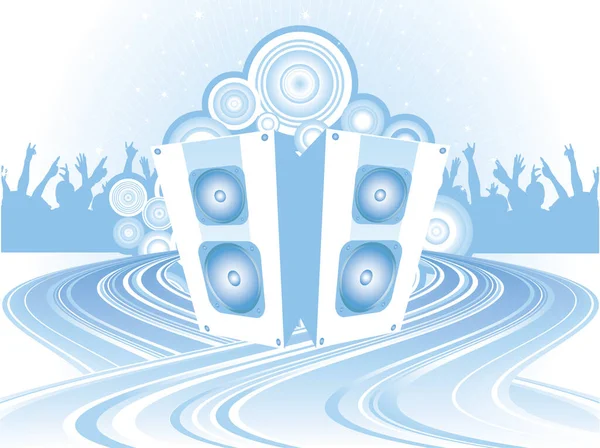 Silueta Publika Pozadí Funky Music Speaker — Stockový vektor