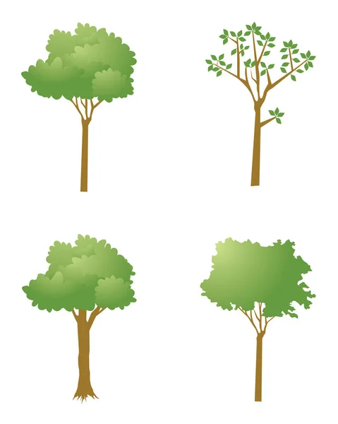 Kolekcja Wektorowych Zielonych Drzew — Wektor stockowy