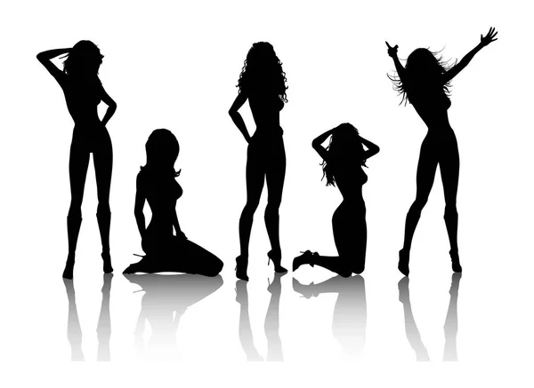 Silhouette Donne Sexy Varie Pose — Vettoriale Stock