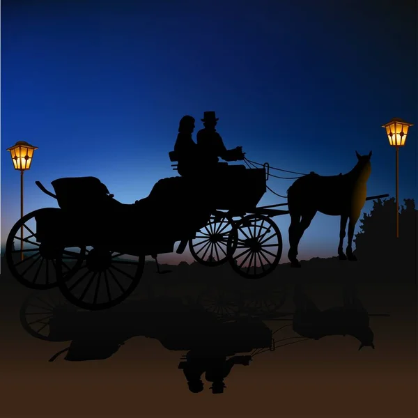 Carriage Silhouette Висока Деталізація Кольорові Векторні Ілюстрації — стоковий вектор