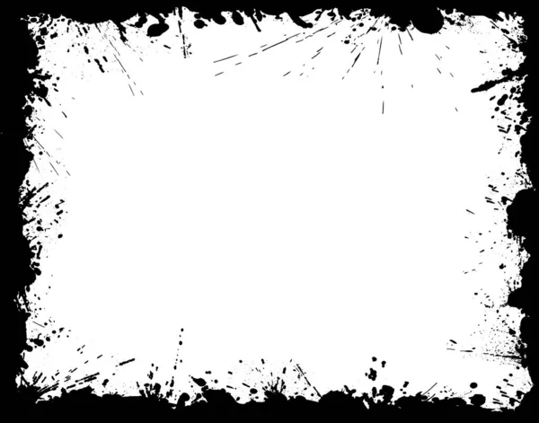 Ink Splattered Vector Grunge Border Frame — Stock Vector