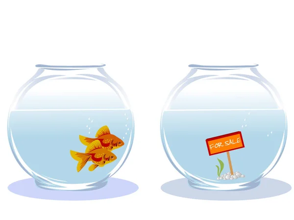 Two Goldfish Looking New House — Stock Vector