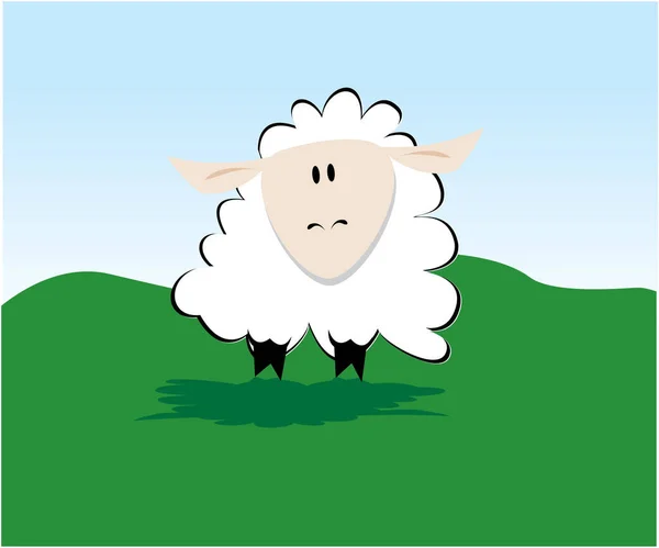 Bande Dessinée Vectorielle Moutons Sur Herbe — Image vectorielle
