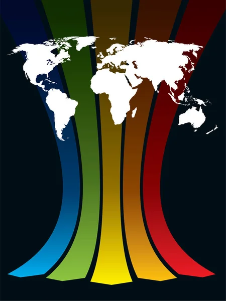 Weiße Weltkarte Auf Regenbogenhintergrund Konzeptionelle Geschäftsillustration Die Basiskarte Stammt Von — Stockvektor