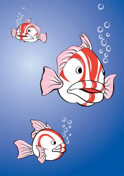 Ilustration Des Weiß Roten Fischbildes Farbige Illustration — Stockvektor