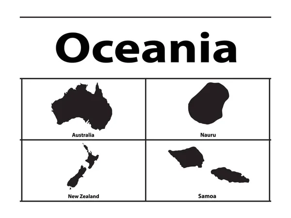 Vector Silhouettes Oceania Countries — Stock Vector