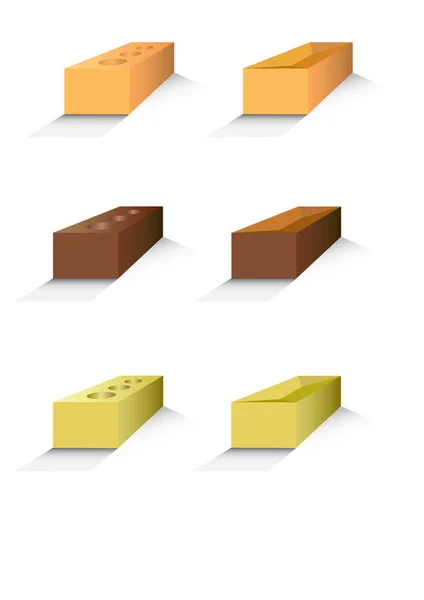 Eine Auswahl Standard Bau Und Luftziegeln Verschiedenen Farben — Stockvektor