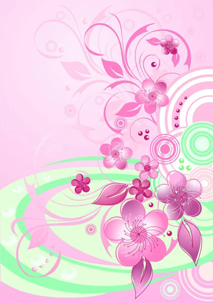 Gambar Latar Belakang Bunga Ceri Ilustrasi Warna - Stok Vektor