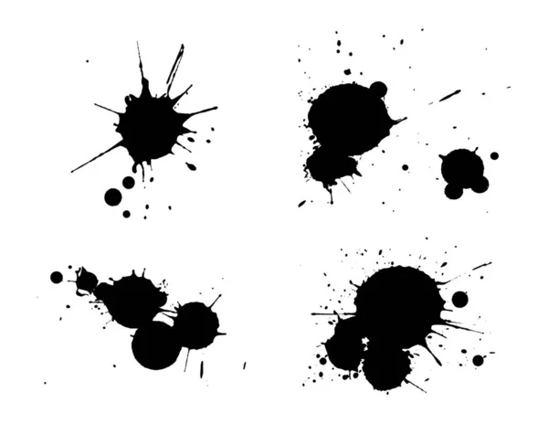 4黒いスプラッツ 背景は透明であるため 他の課題や画像に重ね合わせることができます — ストックベクタ