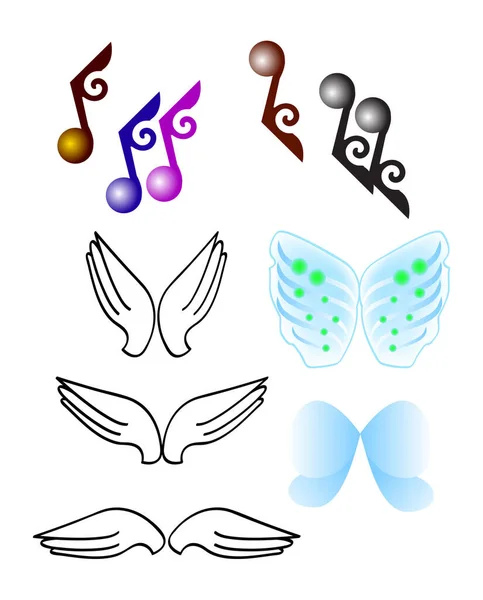 翼の様々な要素のベクトル図 — ストックベクタ