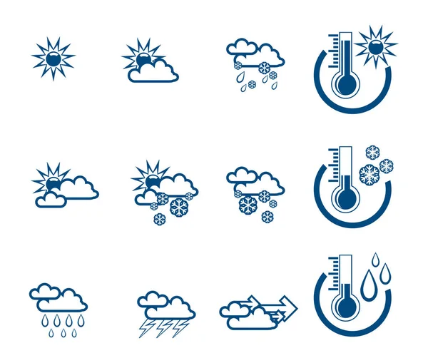 Weather Forecast Vector Icone Set Thermometers — Stock Vector