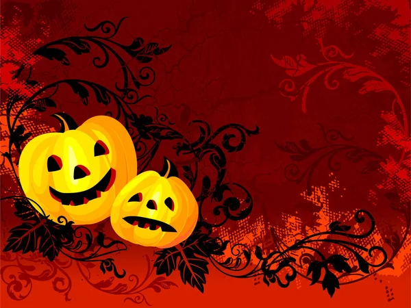 Images Halloween Sur Fond Floral Rouge — Image vectorielle