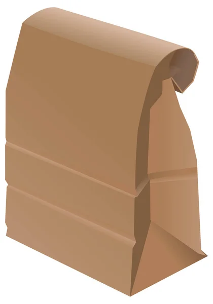 Бурый Бумажный Пакет Мешок Сложенный Вверху — стоковый вектор