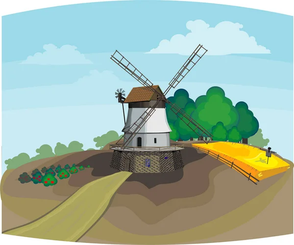 Vektor Illusztráció Wind Mill Vector Art Adobe Illusztrátor Eps Formátumban — Stock Vector
