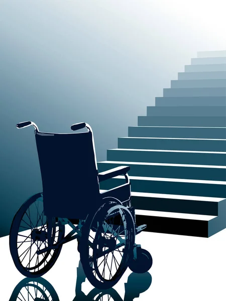 空轮椅和楼梯到灯光 传送带 — 图库矢量图片