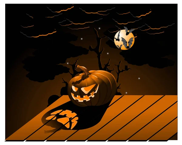 Halloween Pumpkin Burning Eyes — Stock Vector