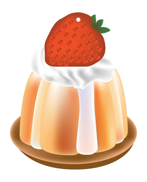 带有草莓和奶油配料的橙色海绵蛋糕 — 图库矢量图片