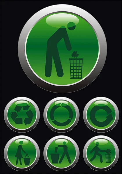 Vector Glossy Ecologic Web Button Icon — Stock Vector
