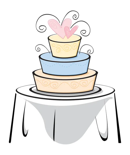 Torta Matrimonio Stilizzata Base Vettoriale Tavolo — Vettoriale Stock