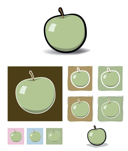 Ikony Jabłko Obraz Ilustracja Kolor — Wektor stockowy