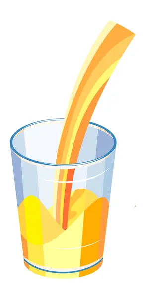 Illust Clip Art Color Arte Caricatura Vidrio Jugo Naranja — Vector de stock