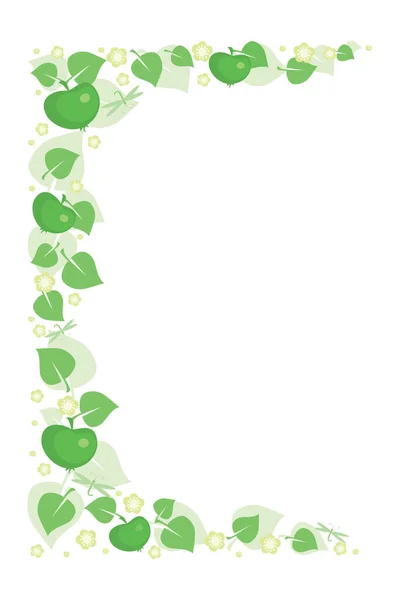 Vignette Aux Pommes Vertes Libellules — Image vectorielle