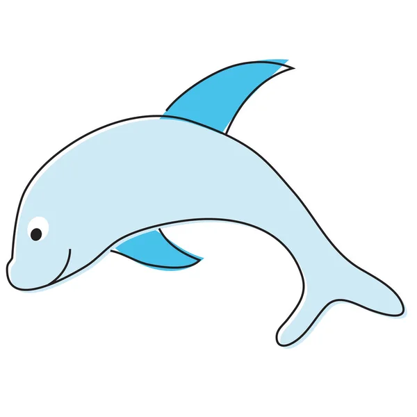 Glücklicher Lächelnder Cartoon Delfin — Stockvektor